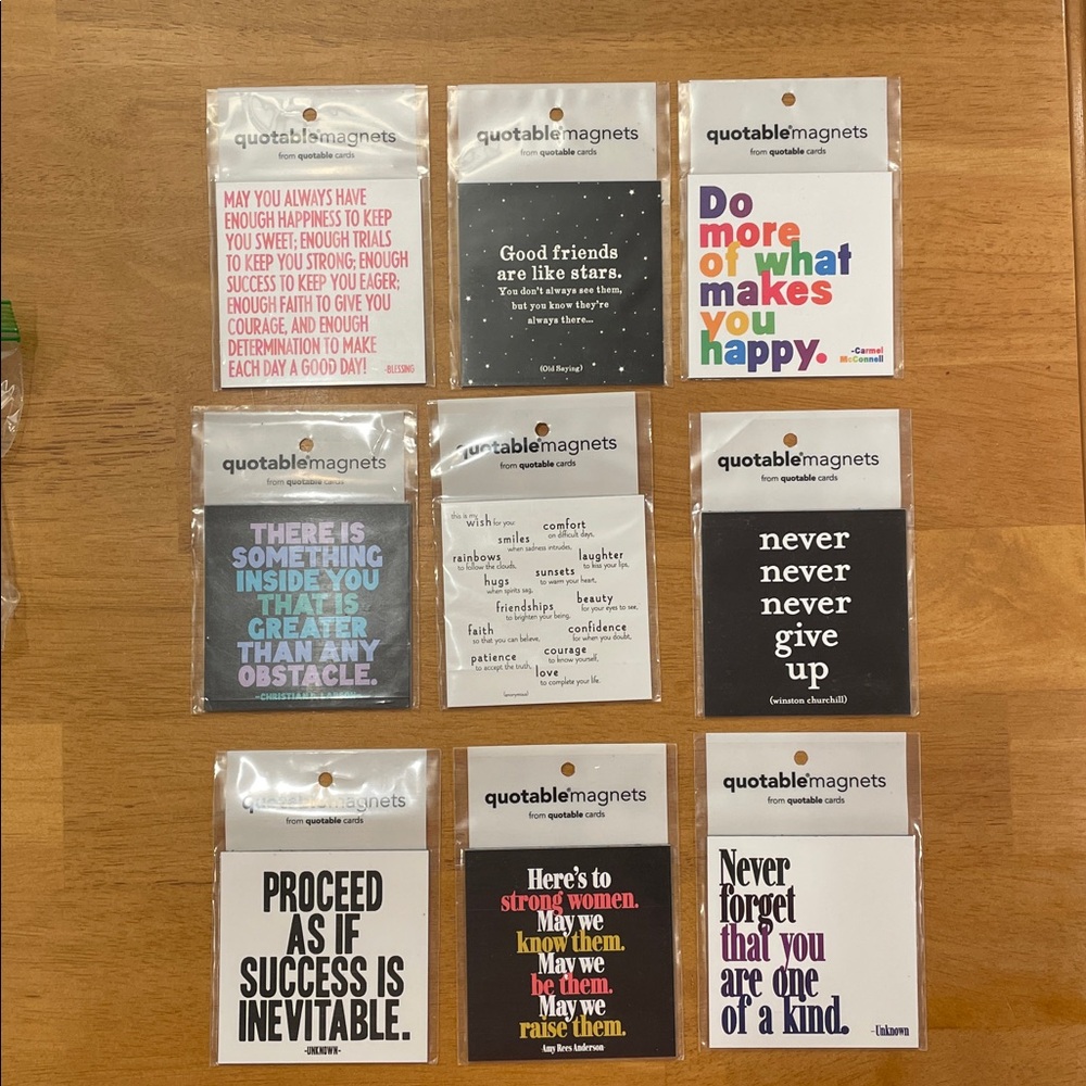 New Inspirational Quotes Magnets - Set of 9 Motivational Gifts 3.5”x3.5”